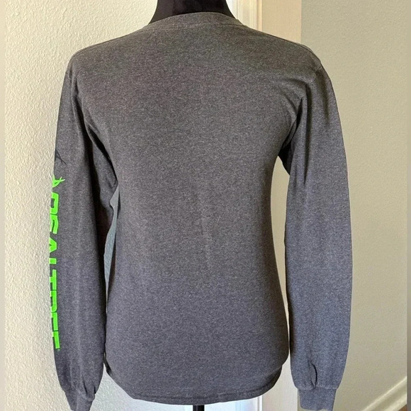 Real Tree Grey Long Sleeve w/ Neon Green Graphic T-Shirt - Picture 3 of 4